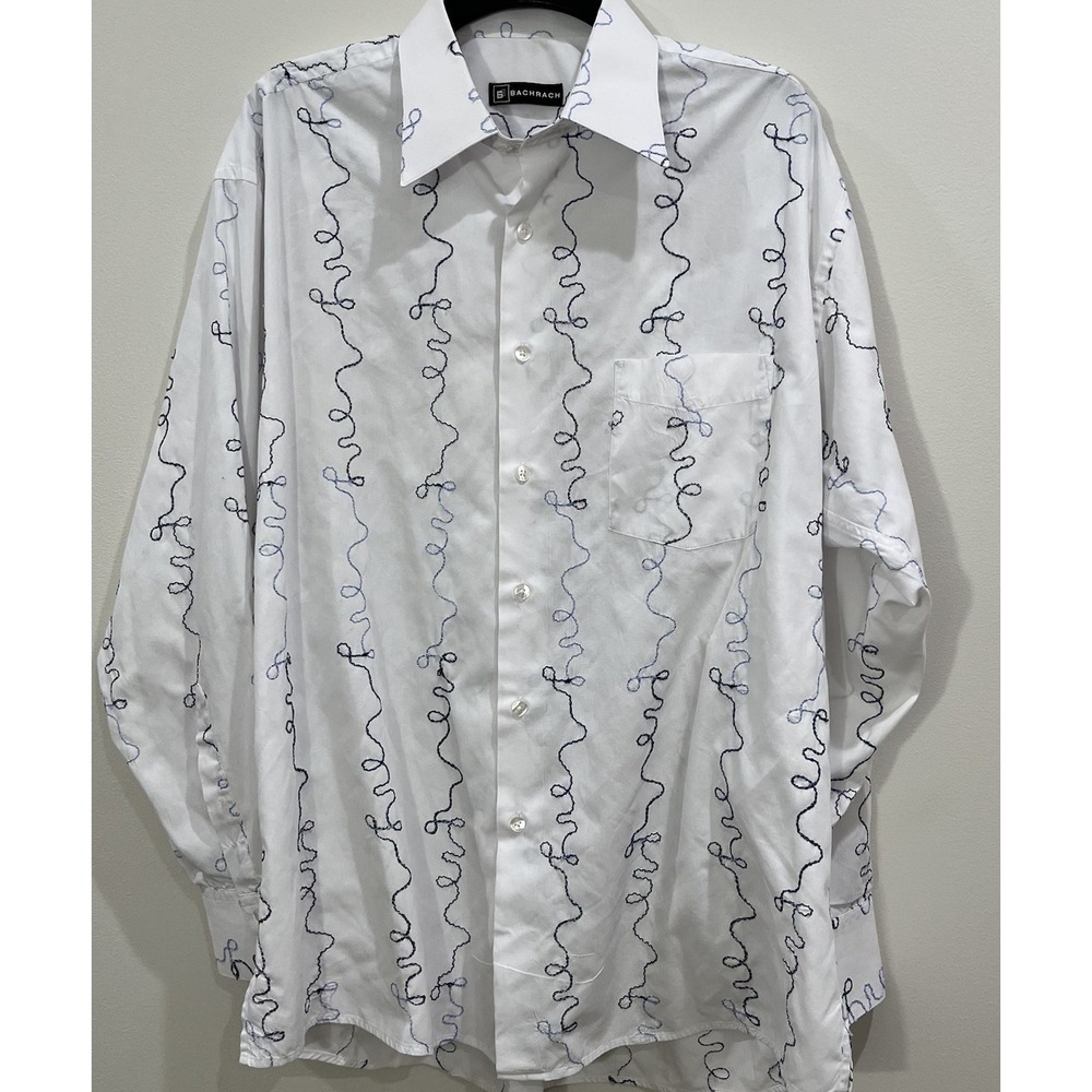 Bachrach Embroidered Men's Dress Shirt Casual Weekend Collar Button Up - Picture 8 of 9